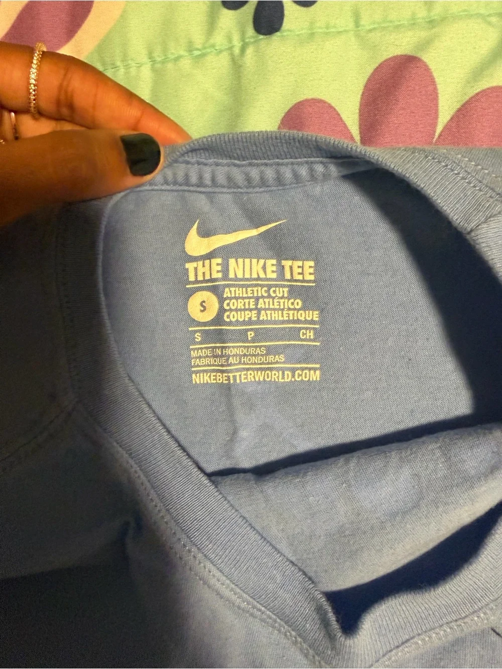 Nike Women's Short Sleeve Tee Blue with Yellow Graphic